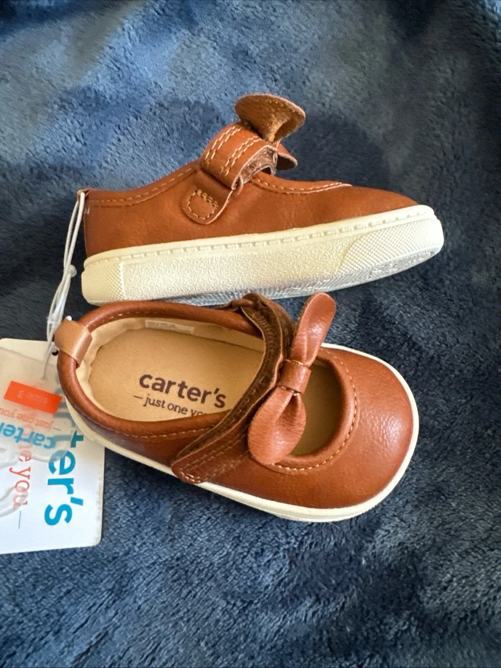 NEW Carter's Toddler Girl's Slip On Casual Brown Shoes Sandals Size 3 W/Bows